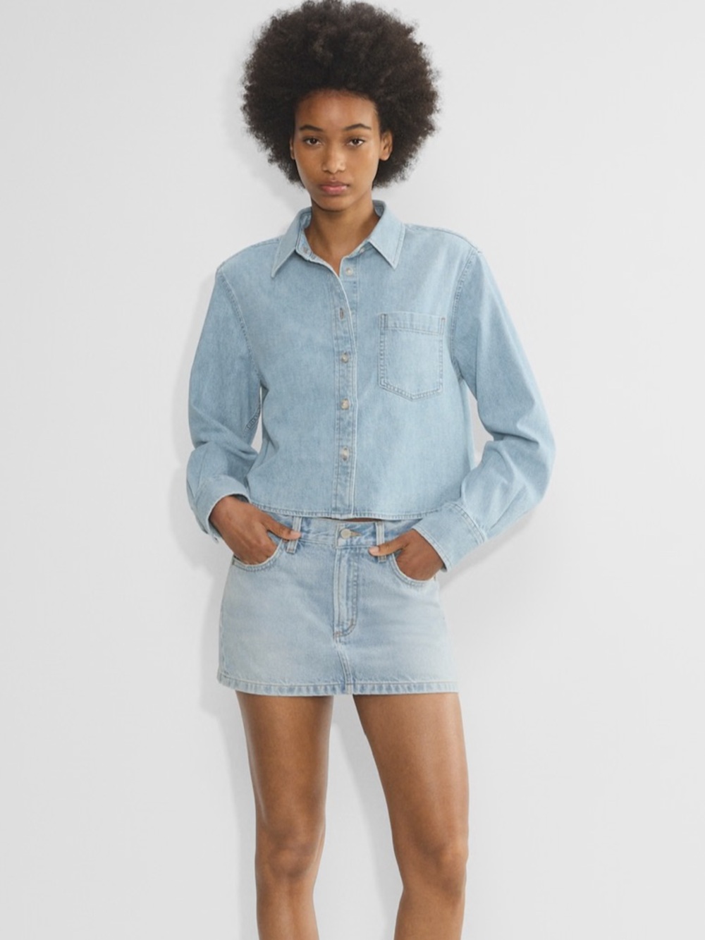 Denim Forum The 80s Comfy Waist Denim Shirt, M, Here Comes The Sn Bl - Picture 4 of 8